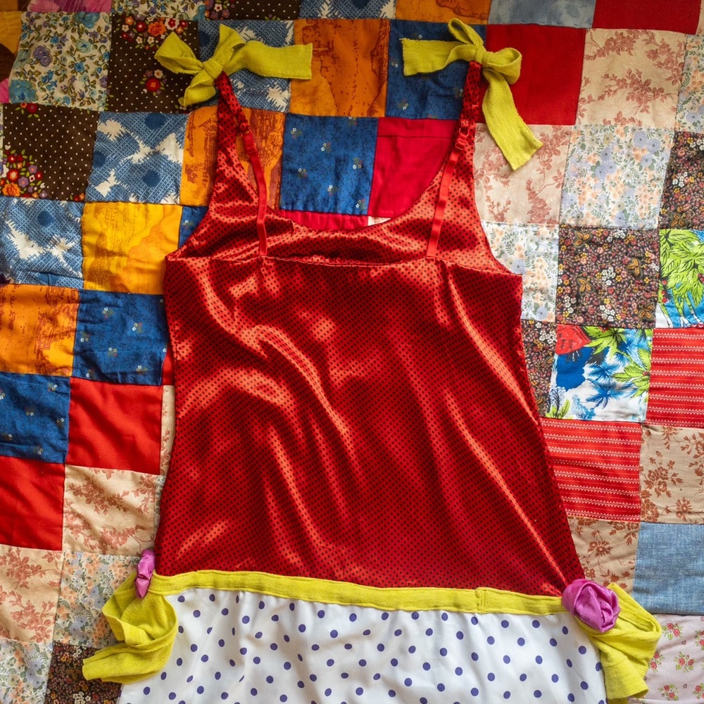 handmade upcyled drop waist maxi dress. - Picture 3 of 4